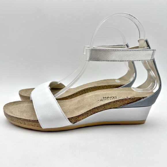 NAOT Womens Pixie Sandal EU 39 US 8 White Silver Leather EUC - Picture 8 of 15